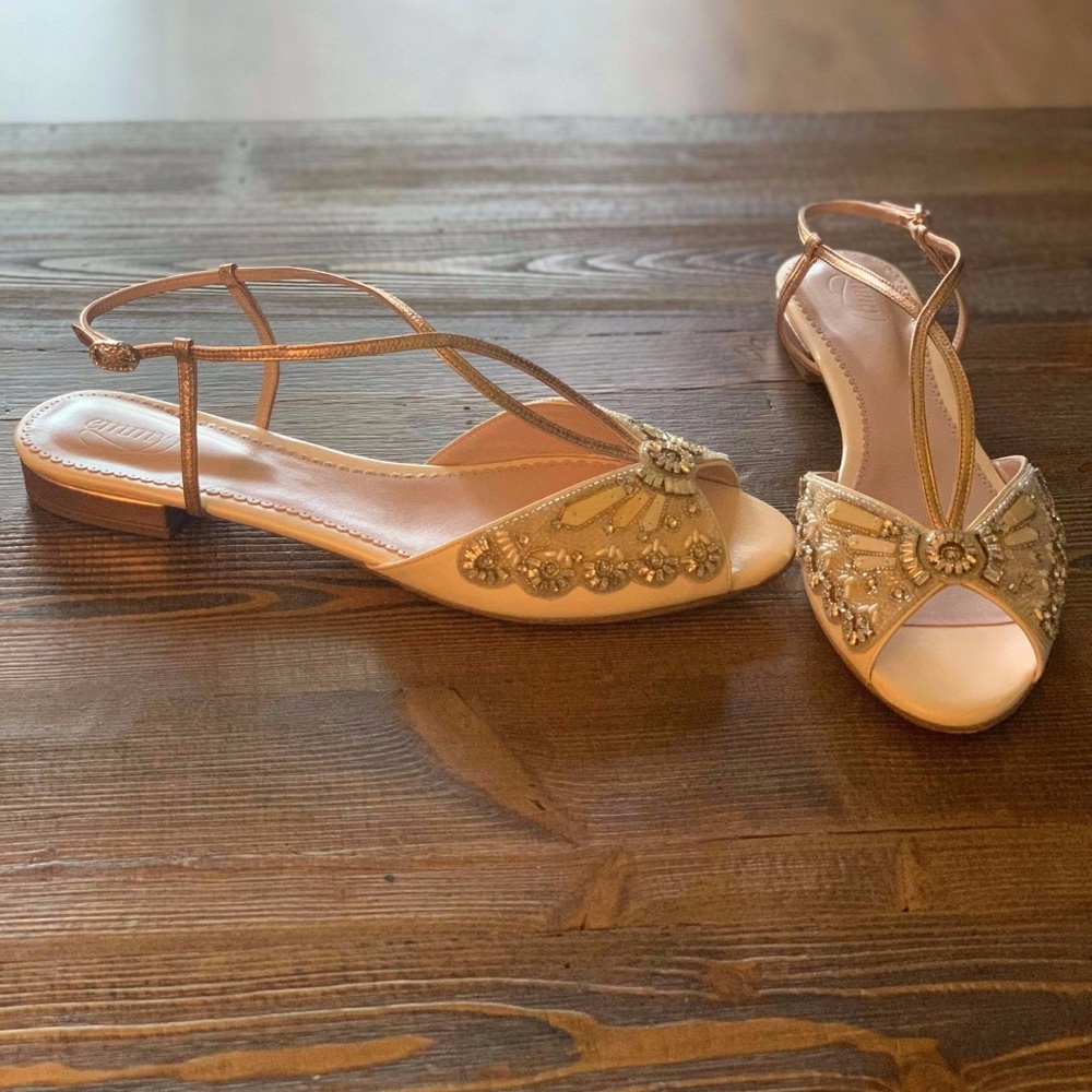 Emmy London "Jude" Bridal Flat Sandals